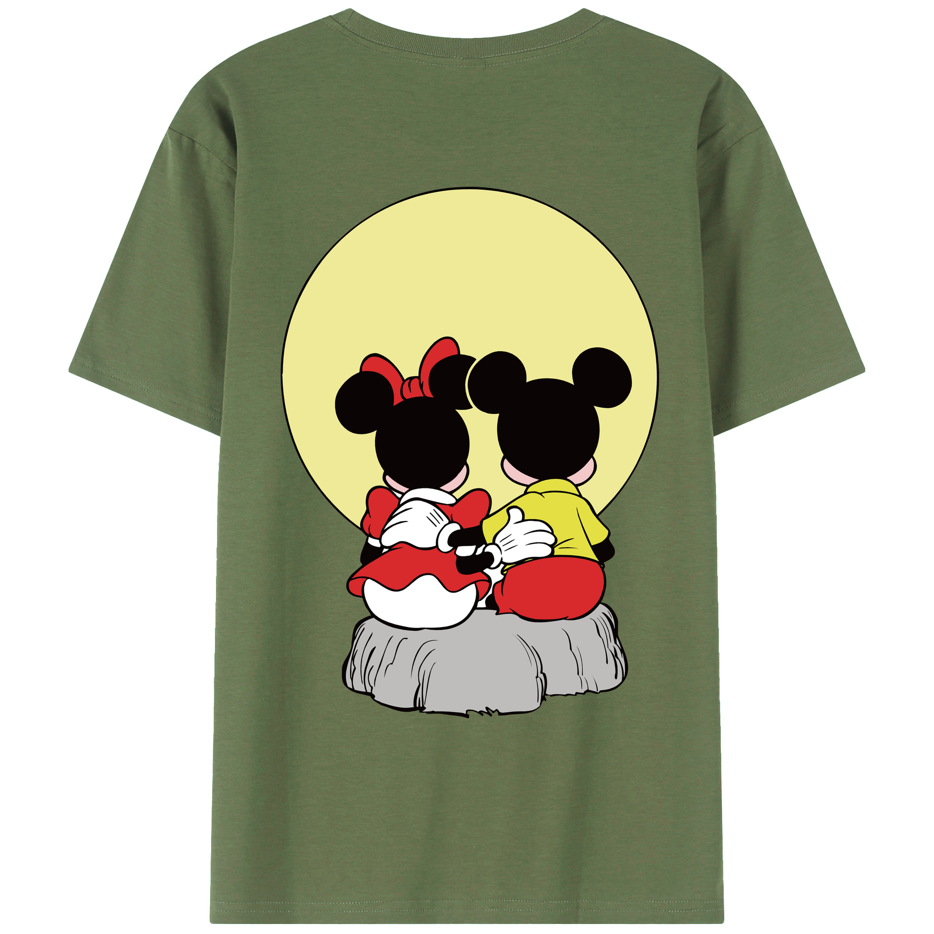 ミッキーマウス Mickey Mouse 綿100％ メンズ半袖Tシャツ（バックプリント） 通気性